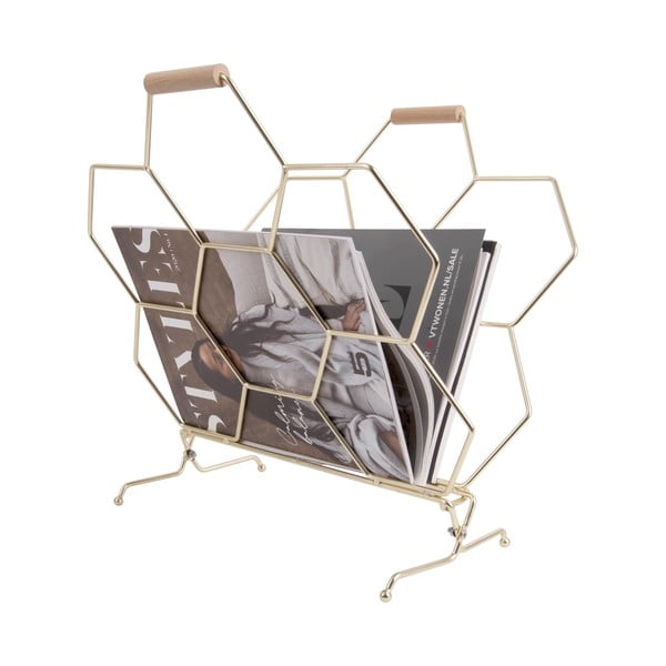 Aukso spalvos metalinė žurnalų lentyna PT LIVING Honeycomb