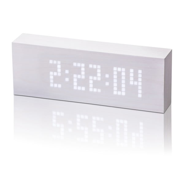 Baltas žadintuvas su baltu LED ekranu Gingko Message Click Clock