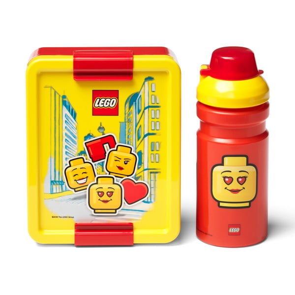 LEGO® Iconic geltonos ir raudonos spalvos užkandžių dėžutės ir gertuvės rinkinys