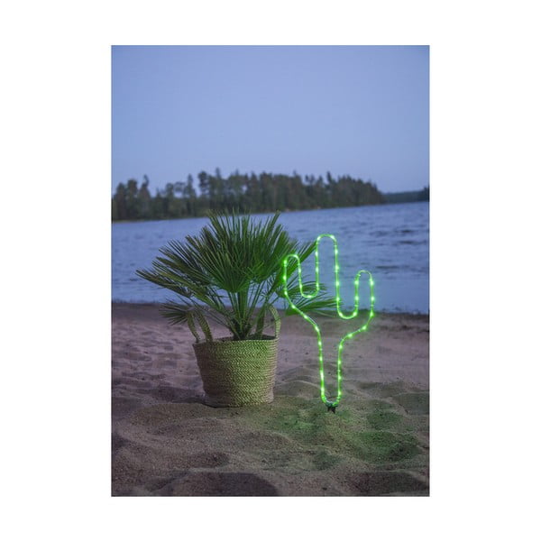 Kaktuso formos žalia lauko LED lempa Star Trading Tuby, aukštis 54 cm