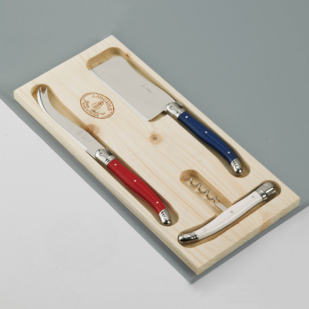 3 nerūdijančio plieno sūrio įrankių rinkinys medinėje dėžutėje Jean Dubost Paris