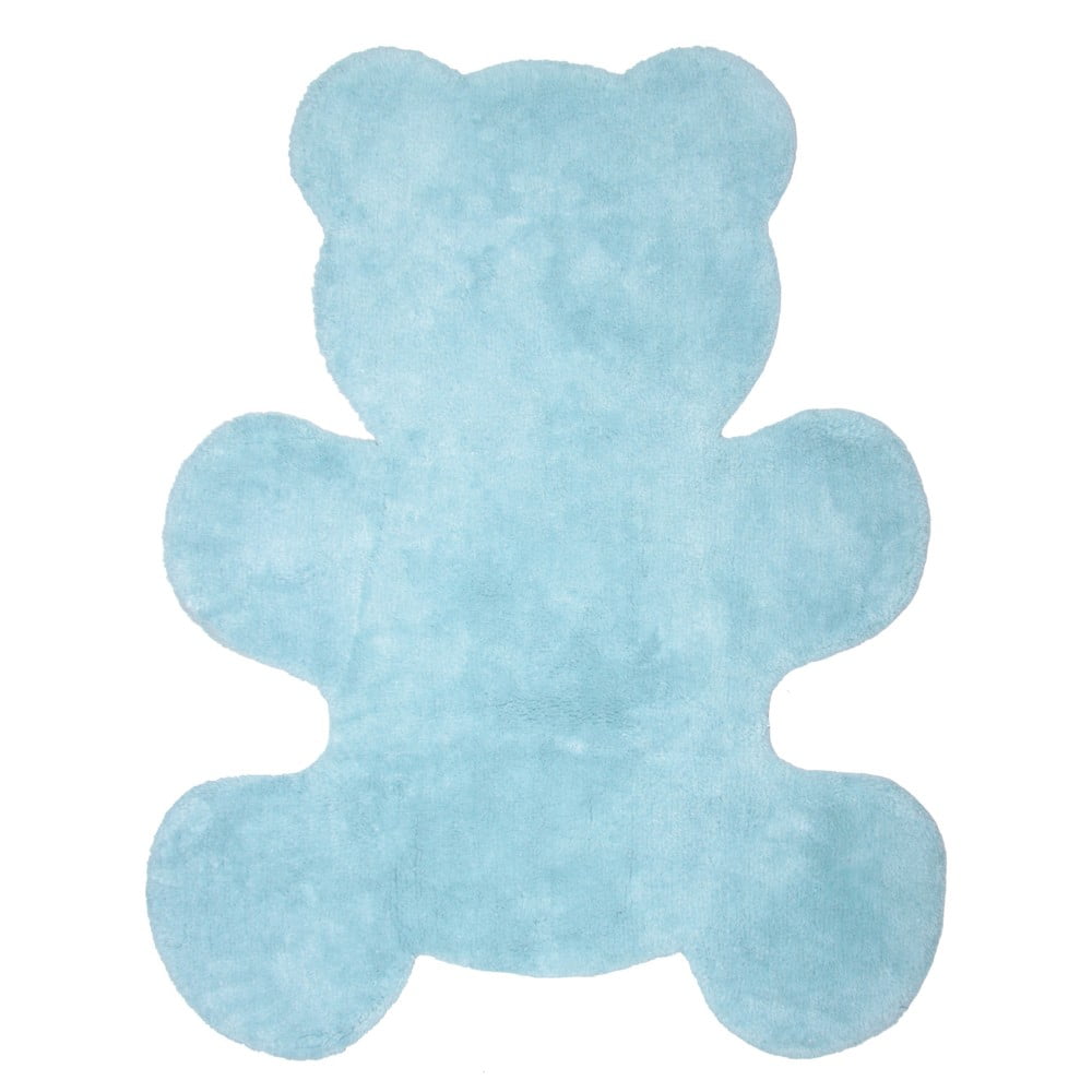 Rankų darbo mėlynas vaikiškas kilimas Nattiot Little Teddy, 80 x 100 cm