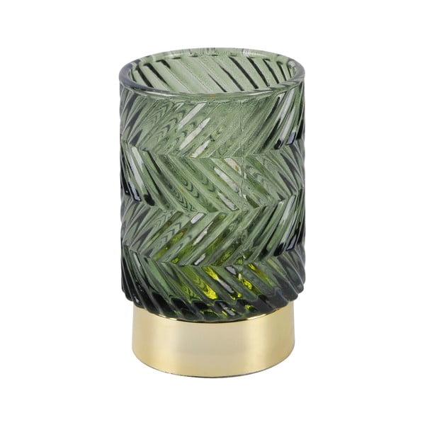 Žalia stiklinė LED šviesos dekoracija PT LIVING Zig Zag
