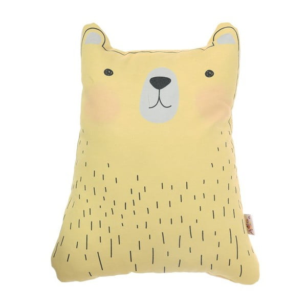 Geltona vaikiška medvilninė pagalvė Mike & Co. NEW YORK Bear Cute, 22 x 30 cm