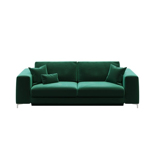 Tamsiai žalia aksominė sofa-lova Devichy Rothe, 256 cm