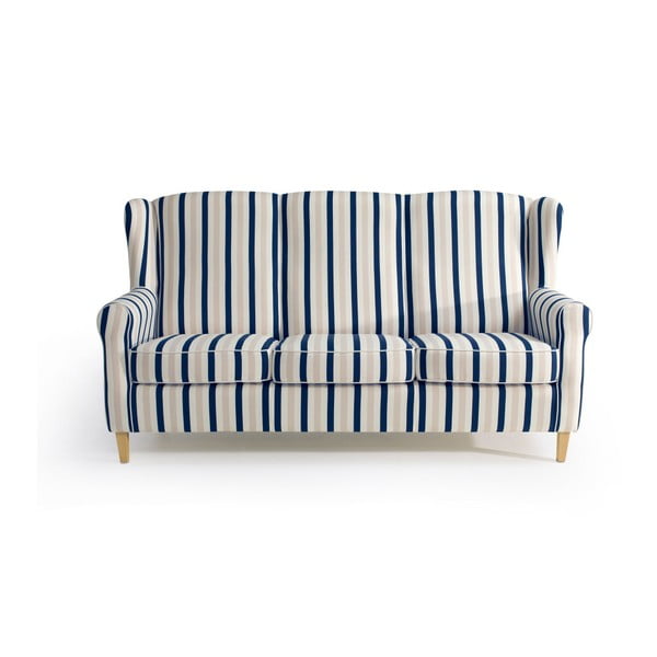 Mėlynos ir baltos spalvos dryžuota sofa Max Winzer Lorris, 193 cm