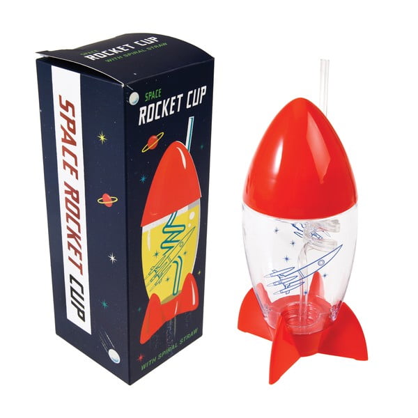 Vaikiškas raketos formos puodelis su šiaudeliu Rex London Space Age