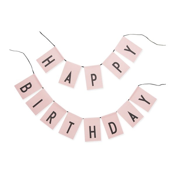 Rožinės spalvos girlianda Design Letters Happy Birthday