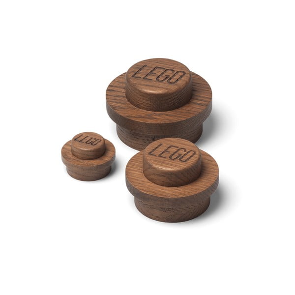 3 tamsaus beicuoto ąžuolo sieninių kabliukų rinkinys LEGO® Wood