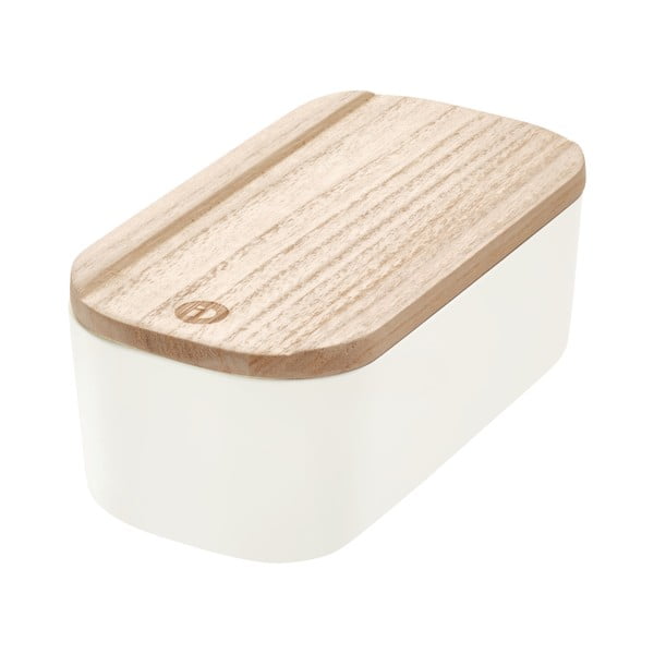 Balta dėžutė su dangteliu pagaminta iš paulovnijos medienos iDesign Eco, 9 x 18,3 cm