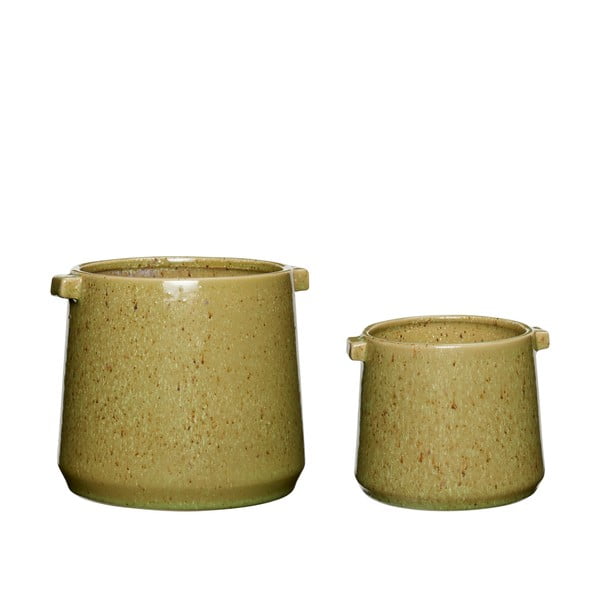 2 žalių keraminių vazonų rinkinys Hübsch Herb