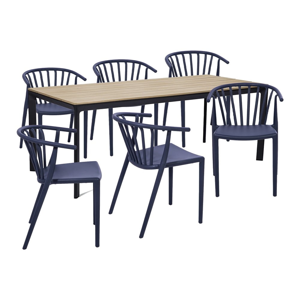 Sodo valgomojo komplektas 6 su mėlynomis Capri ir stalu Thor, x 90 | Bonami