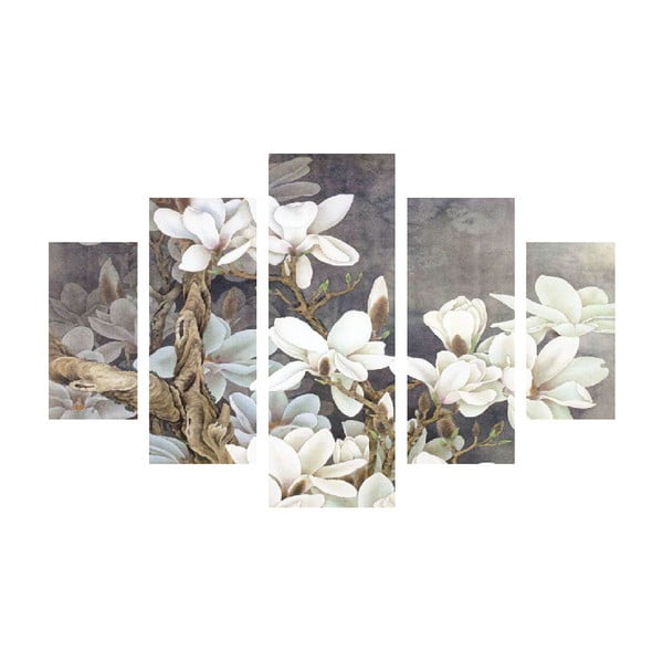 5 dalių paveikslas White Blossom, 92 x 56 cm