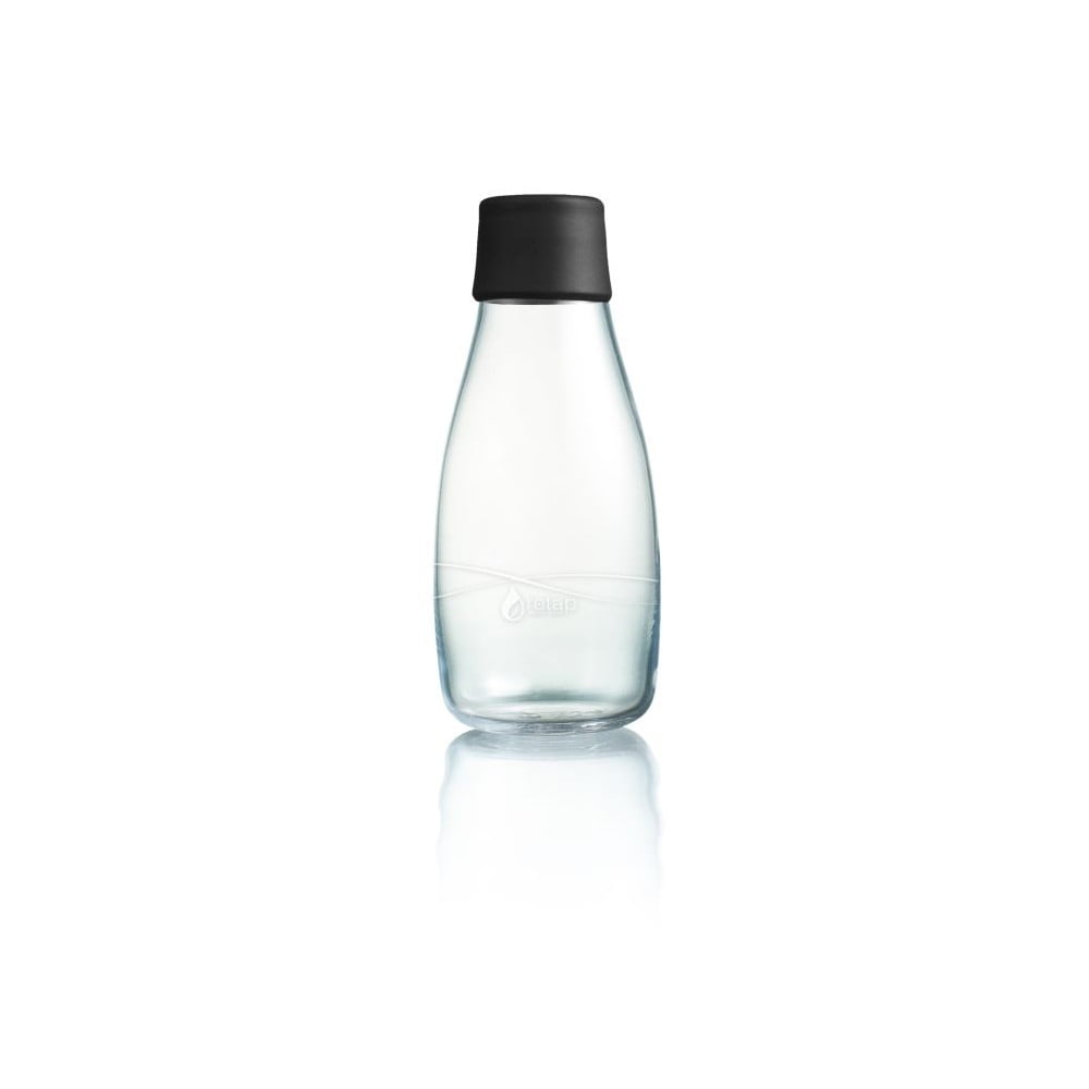 Juodos spalvos stiklinis buteliukas ReTap, 300 ml
