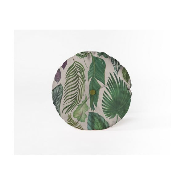 Apvali dekoratyvinė pagalvėlė su aksominiu užvalkalu Velvet Atelier Leaves, ⌀ 45 cm