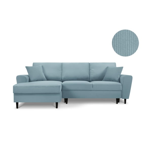 Šviesiai mėlyna sofa-lova Kooko Home Jazz, kairysis kampas