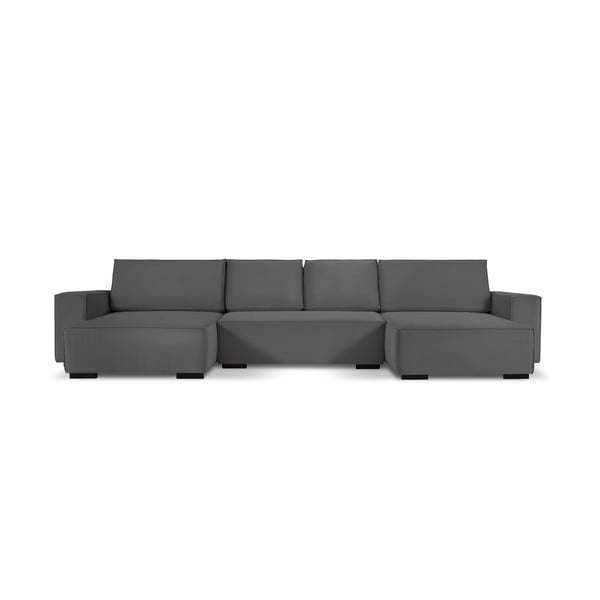 Tamsiai pilka aksominė U formos sofa-lova Mazzini Sofas Azalea