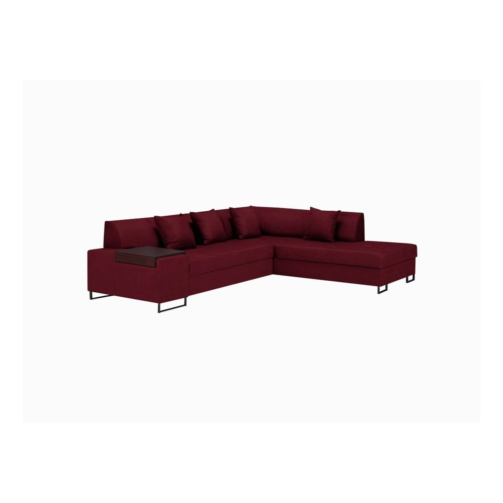 Raudona kampinė sofa-lova su juodomis kojomis "Cosmopolitan Design Orlando", dešinysis kampas