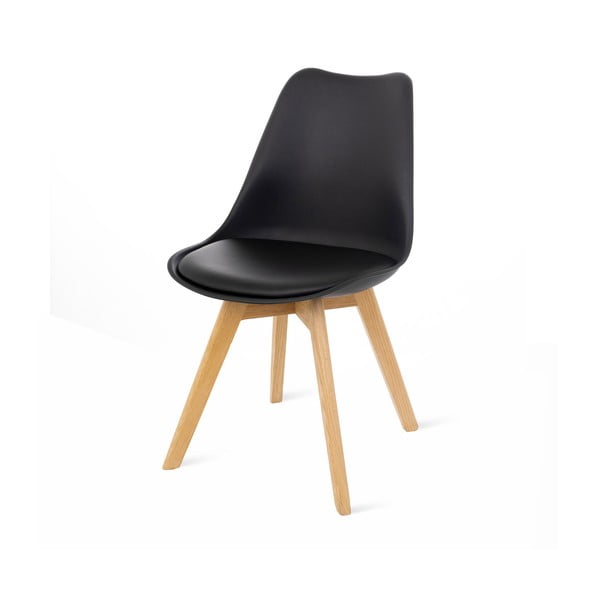 2 juodų kėdžių su bukmedžio kojomis rinkinys Bonami Essentials Retro