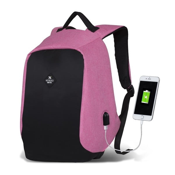 Juodai rožinė kuprinė su USB jungtimi My Valice SECRET Smart Bag