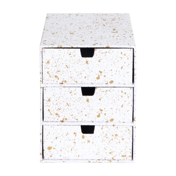 Aukso baltos spalvos daiktadėžė su 3 stalčiais Bigso Box of Sweden Ingrid
