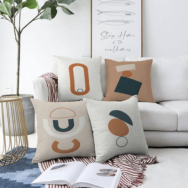 4 minimalistinių pagalvėlių užvalkalų rinkinys Luka, 55 x 55 cm