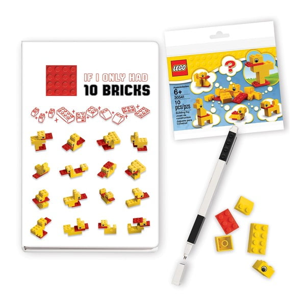 LEGO® kanceliarinės prekės Classic Ducks užrašų knygutė, rašiklis ir konstruktoriaus rinkinys