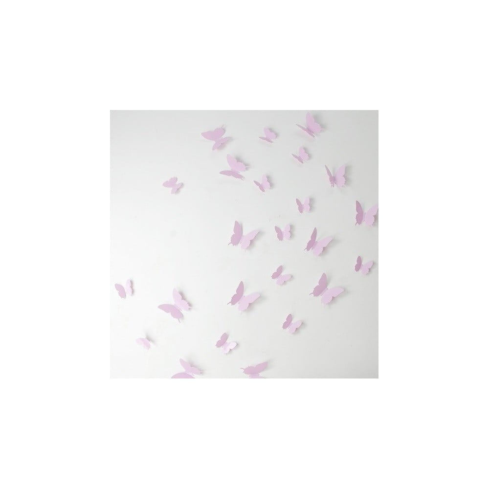 12 rožinių 3D lipdukų rinkinys Ambiance Butterflies