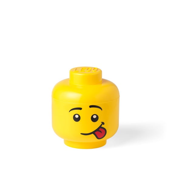 Geltonos spalvos LEGO® Silly galvos formos saugojimo dėžutė, ⌀ 16,3 cm