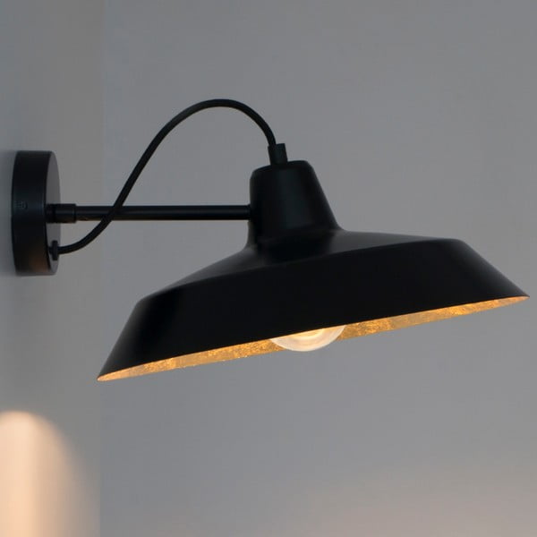 Juodas sieninis šviestuvas su aukso spalvos detalėmis Bulb Attack Cinco Basic
