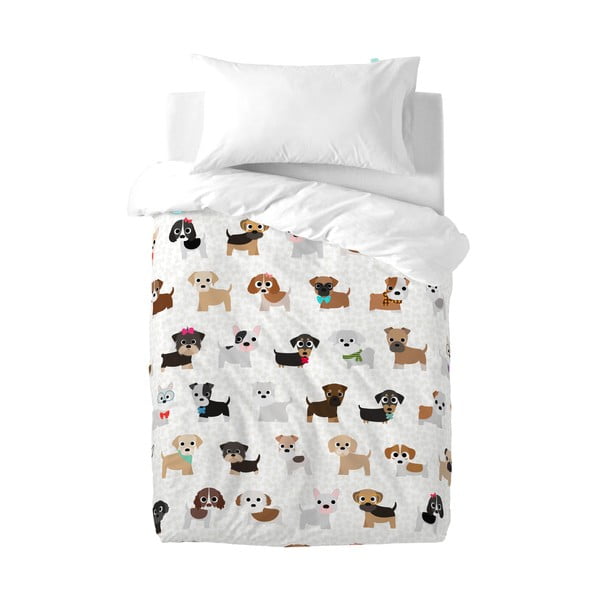 Vaikiškas medvilninis antklodės užvalkalas ir pagalvė Mr. Fox Dogs, 100 x 120 cm