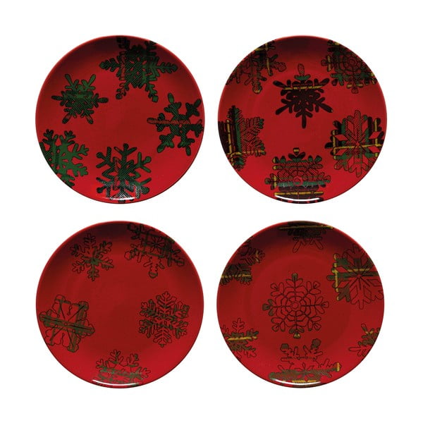 4 keramikos desertinių lėkščių rinkinys Casafina Snowflake, ø 21,6 cm