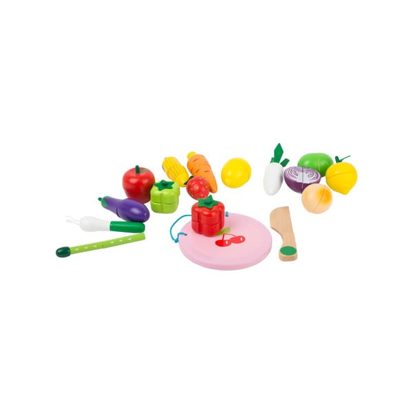 "Legler" vaisių ir daržovių medinių žaislų rinkinys su lipukais
