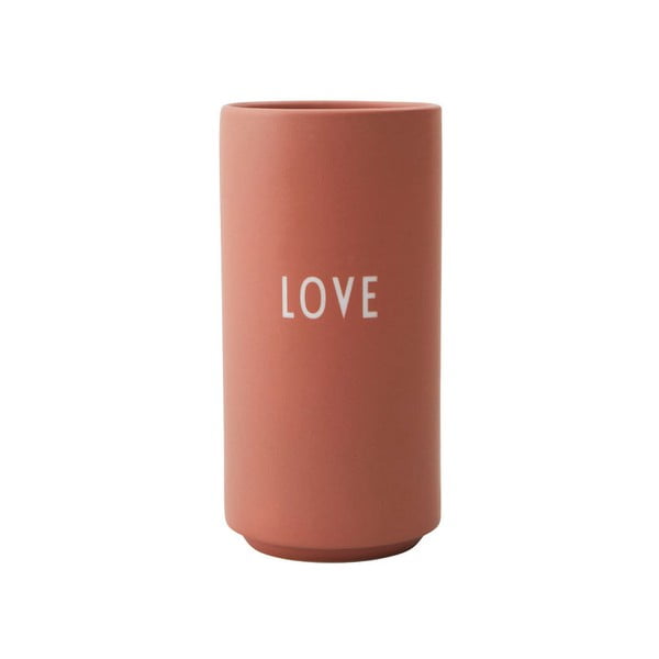 Rožinės spalvos porcelianinė vaza Design Letters Love, aukštis 11 cm