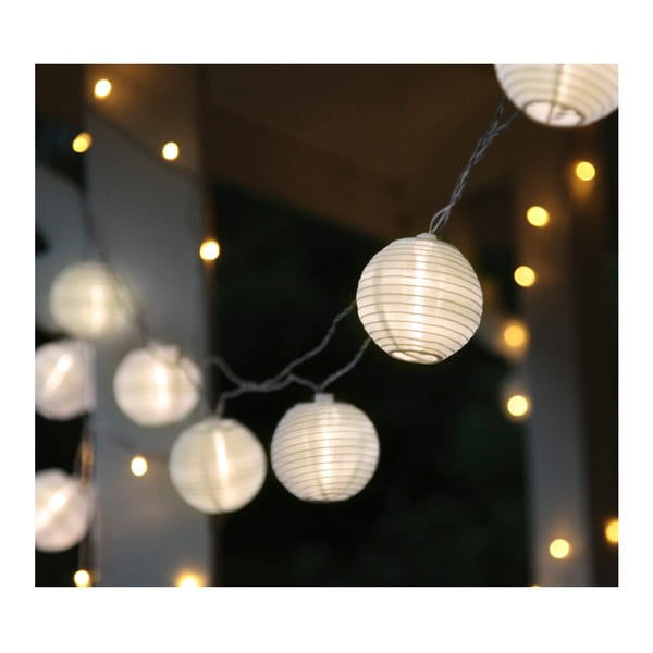 Balta lauko LED lempučių girlianda su žibintais Star Trading Festival, 10 lempučių