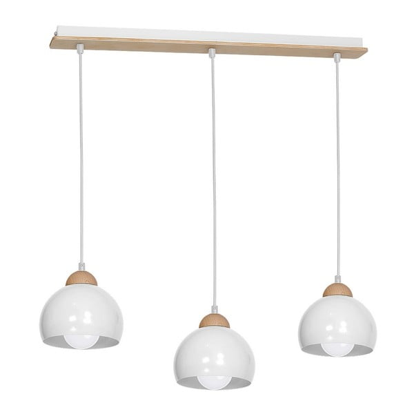 Baltas pakabinamas šviestuvas su medinėmis detalėmis Homemania Dama Tres