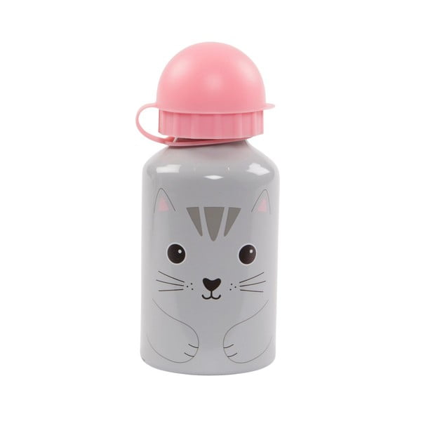Pilkos ir rožinės spalvos vandens buteliukas Sass & Belle Nori Cat