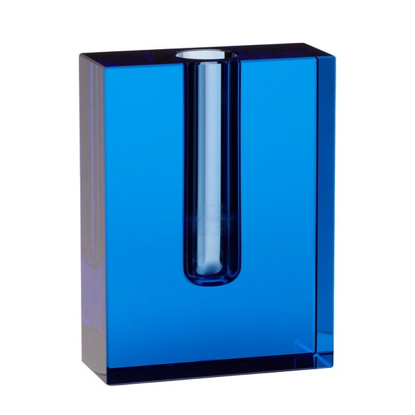 Mėlyna stiklinė vaza Hübsch Sena, výška 12 cm