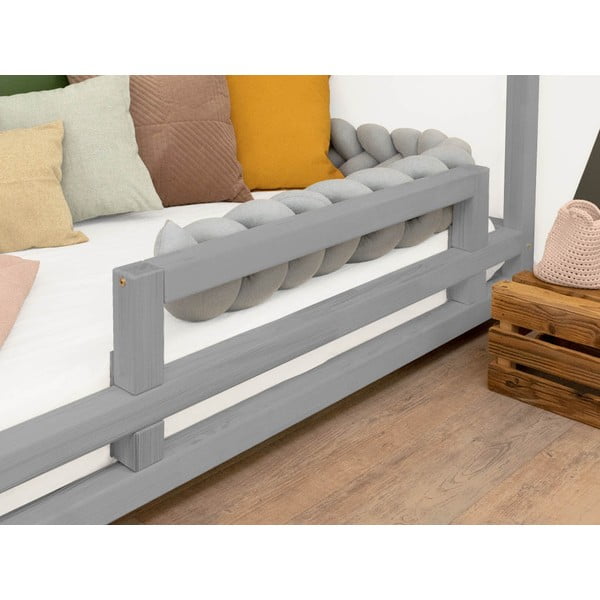 Pilkos eglės medienos staliukas Benlemi saugos lovai, 90 cm ilgio