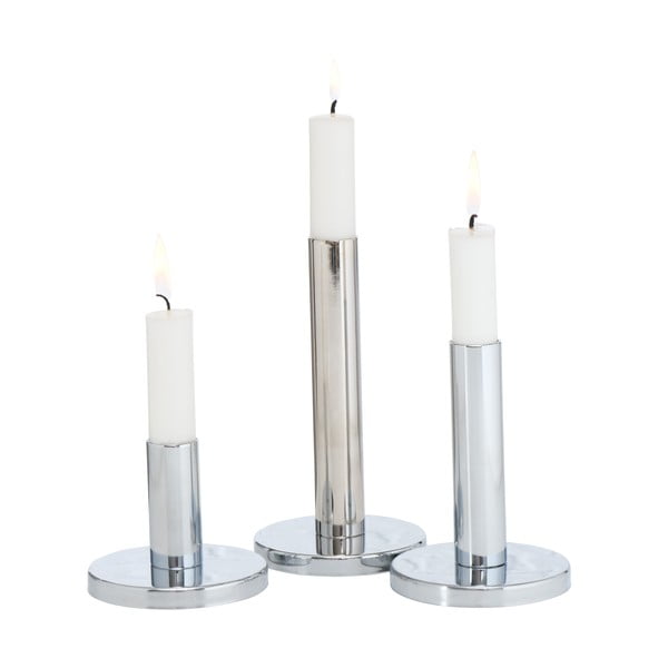 3 sidabrinės spalvos geležinės žvakidės Boltze Malko