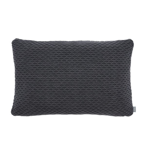 Tamsiai pilka pagalvė iš medvilnės ir vilnos mišinio Södahl Wave Knit, 40 x 60 cm