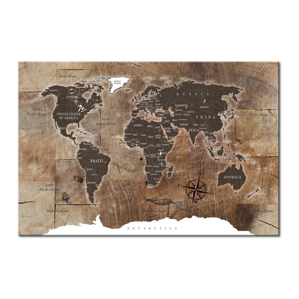 Bimago medinis mozaikinis pasaulio žemėlapis, 90 x 60 cm