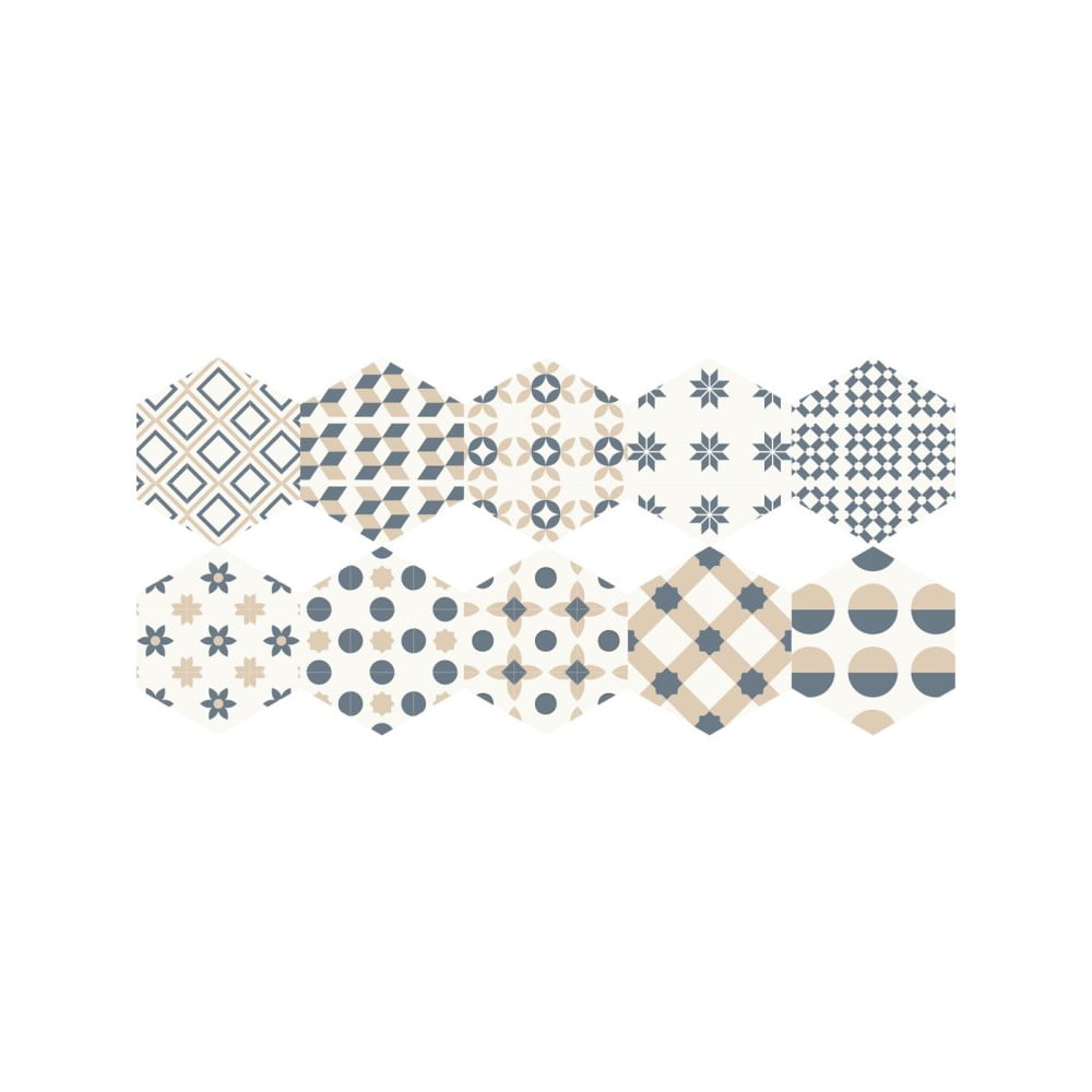 10 grindų lipdukų rinkinys Ambiance Hexagons Gotzone, 20 x 18 cm