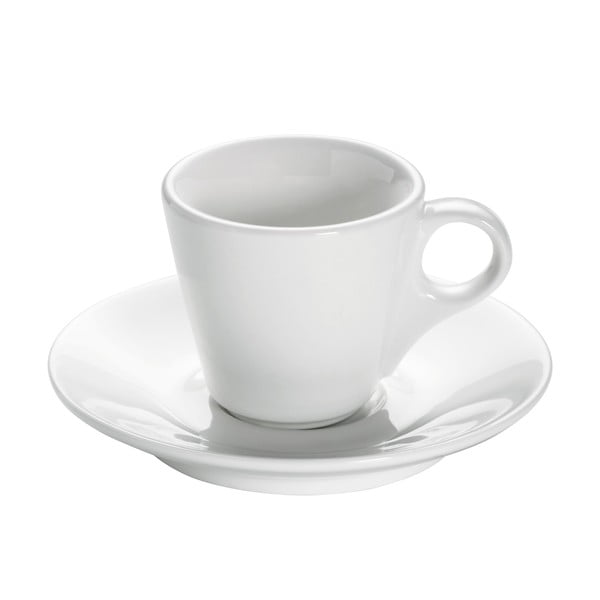 Baltas porcelianinis puodelis su lėkšte Maxwell & Williams Basic Espresso, 70 ml