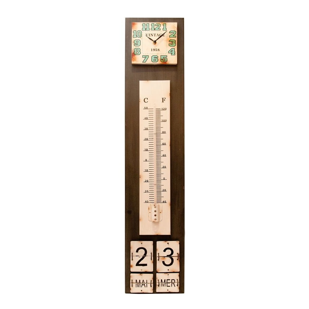 Laikrodis su termometru ir kalendoriumi "Antic Line