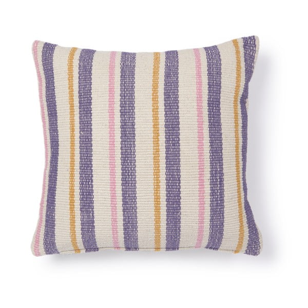 Violetinės ir geltonos spalvos medvilninis pagalvės užvalkalas Kave Home Marilina, 45 x 45 cm