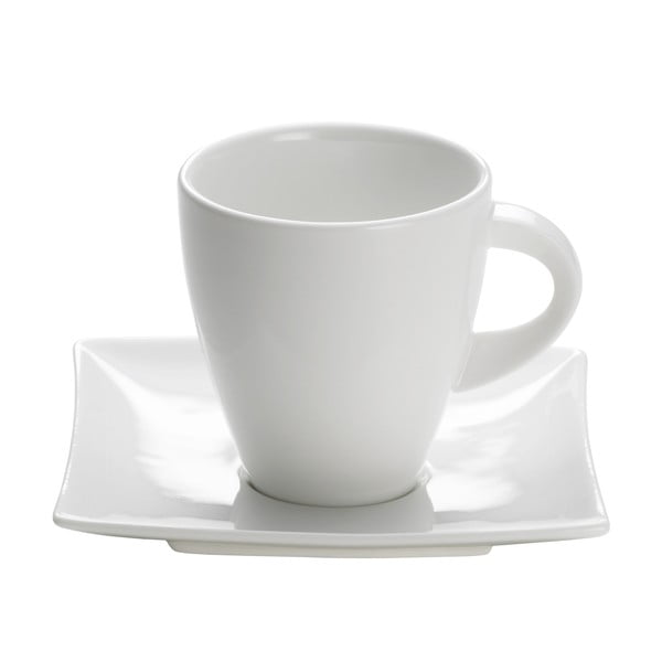 Baltas porcelianinis puodelis su lėkšte Maxwell & Williams East Meets West, 170 ml