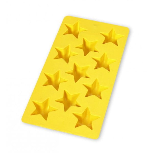 Geltonos spalvos silikoninė ledo forma Lékué Star, 11 kubelių