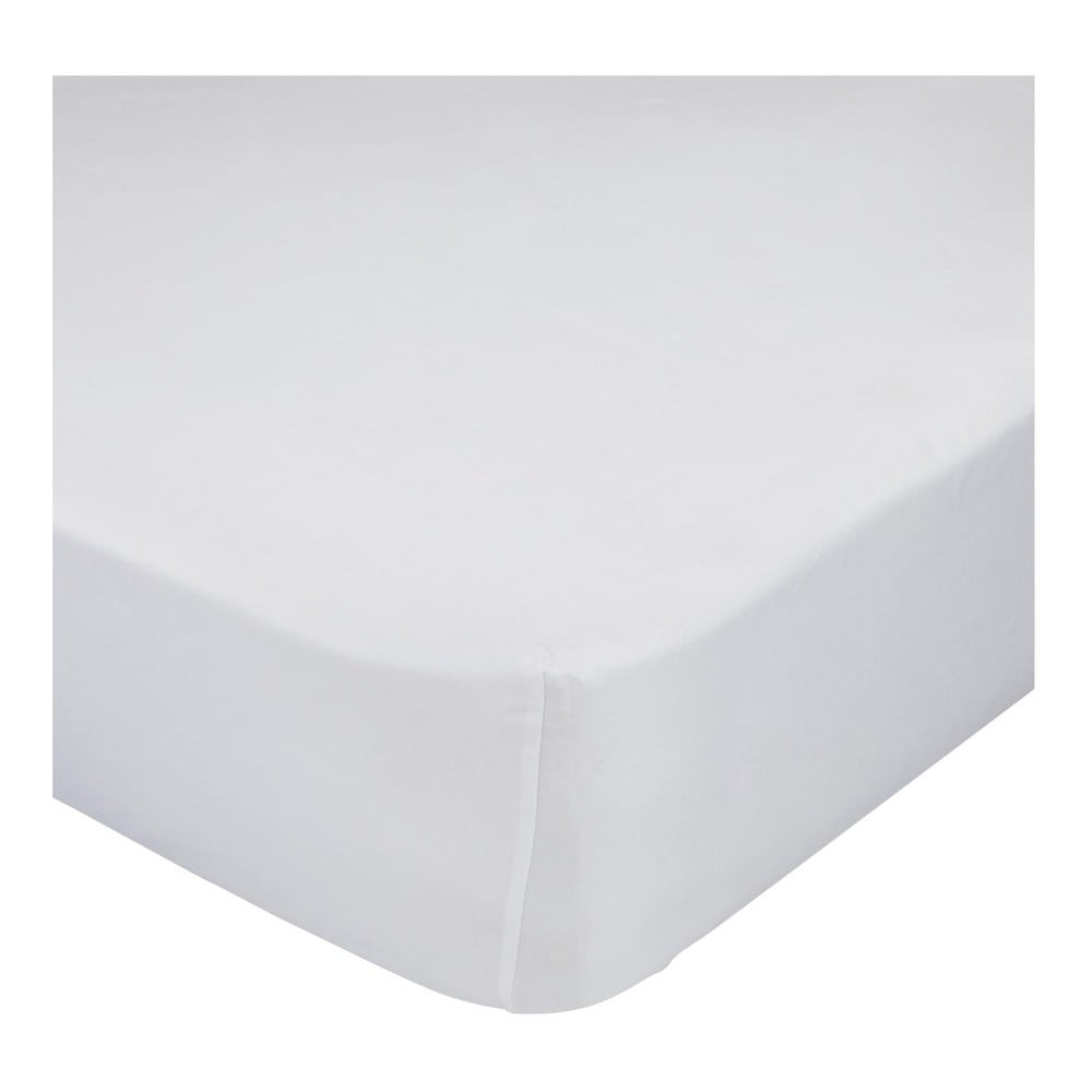 Balta medvilninė paklodė su guma Happy Friday Basic, 70 x 140 cm
