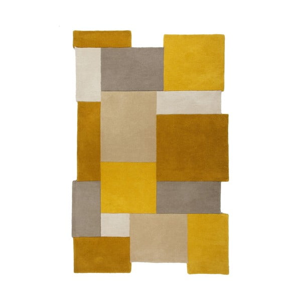Geltonos ir smėlio spalvos vilnonis kilimas Flair Rugs Collage, 150 x 240 cm